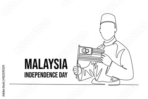 Malaysia Independence Day concept. Single line draw design vector graphic illustration.