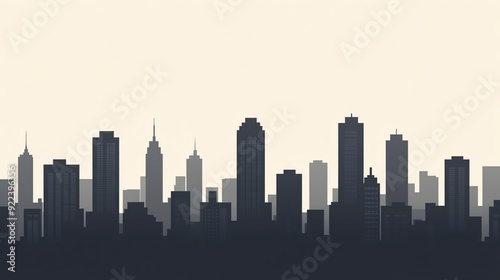 Wallpaper Mural Urban silhouettes of skyscrapers, monochrome gray, seamless pattern, side view, subtle gradient Torontodigital.ca