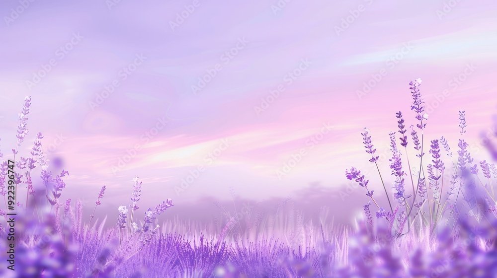 Obraz premium Lavender Field at Sunset with a Dreamy Vibe