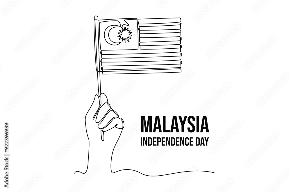 Malaysia Independence Day concept. Single line draw design vector graphic illustration. Malaysia Independence Day concept. Single line draw design vector graphic illustration.