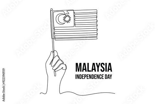 Malaysia Independence Day concept. Single line draw design vector graphic illustration.