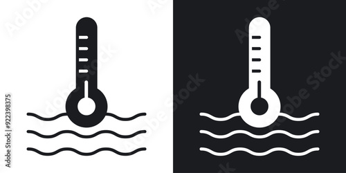 Car temperature vector icon set black filled and outlined style.