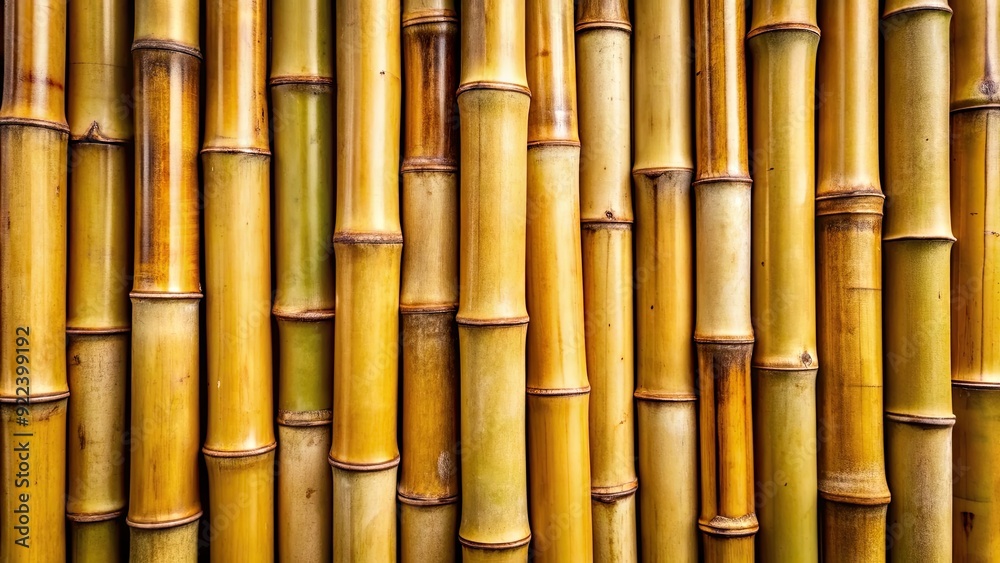 Naklejka premium Close up of bamboo sticks, nature, Asian, texture, green, natural, pattern, forest, organic, plant