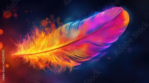 Colorful Feather in Flight