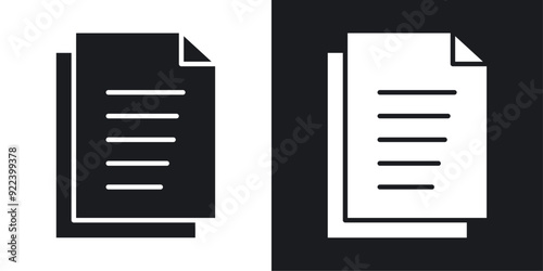 Files vector icon set black filled and outlined style.