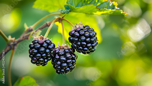 fresh blackberries in a garden