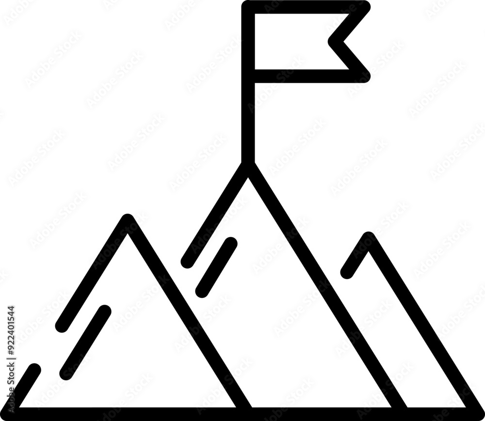 Hiking mountains icon. Location sign. Linear icon. Hiking mountains icon. Location sign. Linear icon.
