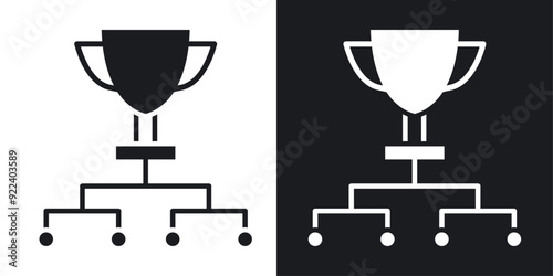 Tournament vector icon set black filled and outlined style.