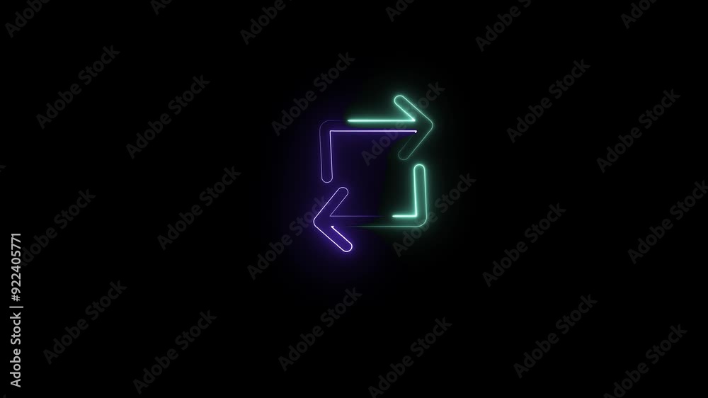 Neon double Arrow animation on black background. Menu button arrow. Back button arrow Neon double Arrow animation on black background. Menu button arrow. Back button arrow