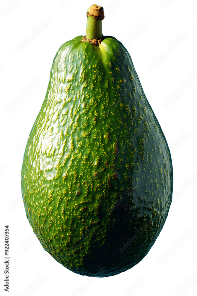 Green avocado with a stem on transparent background. generative ai illustration. Green avocado with a stem on transparent background. generative ai illustration.