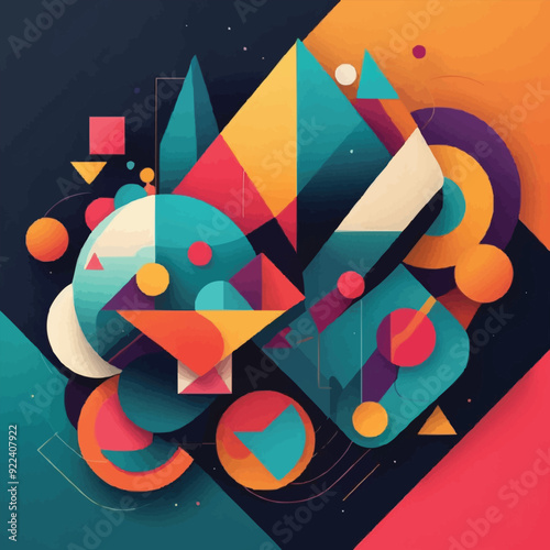 Abstract background with colorful geometric shapes and minimalistic design