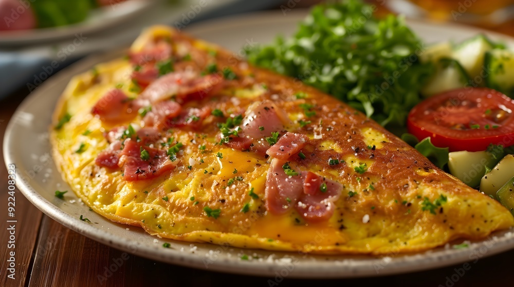 Fluffy Cheese Omelette with Ham and Fresh Herbs Fluffy Cheese Omelette with Ham and Fresh Herbs