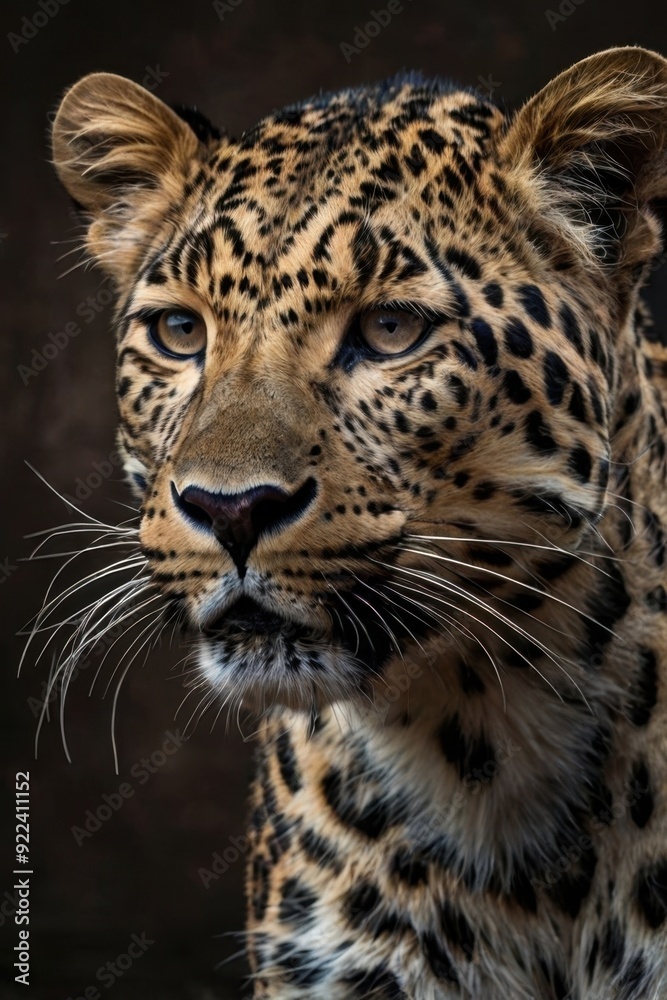 Naklejka premium Majestic Leopard Portrait with Intense Gaze