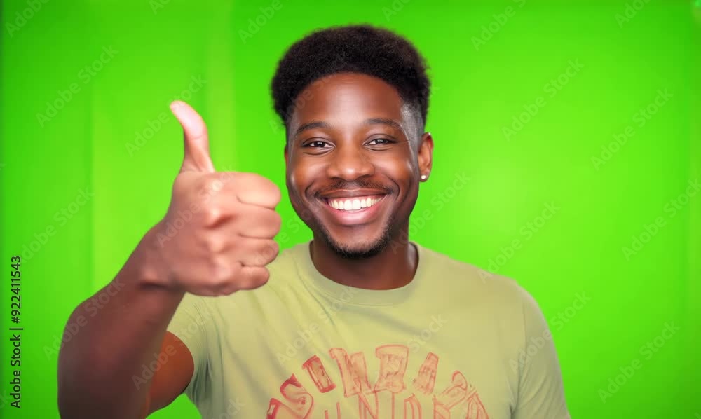 Chroma Green Screen Close-Up of Cheerful Viewer Thumbs-Up Chroma Green Screen Close-Up of Cheerful Viewer Thumbs-Up