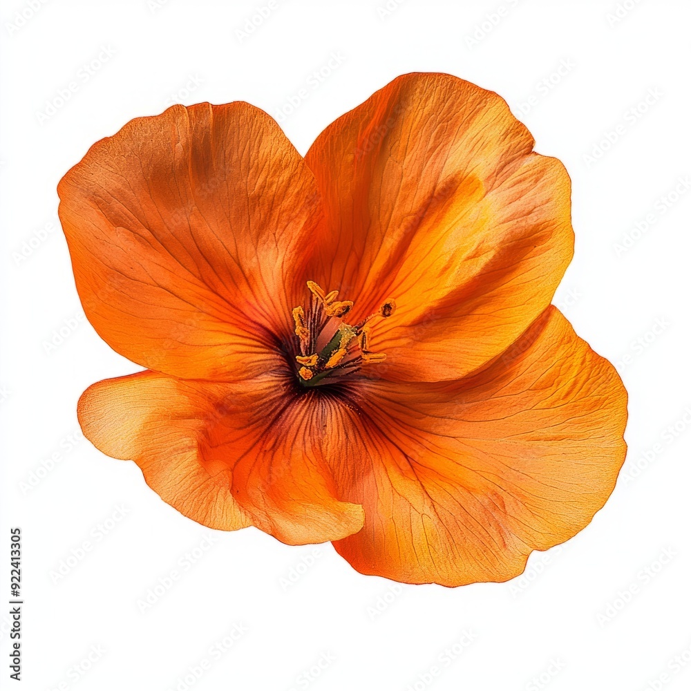 Close up of A Globe-flower orange flower on an isolated white background