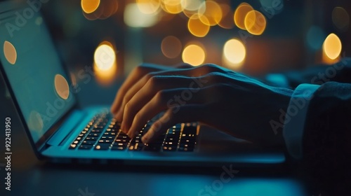 Blossoming linden branches against blurred sky.