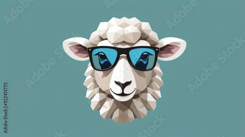 A sheep in sunglasses against a blue background, designed as a playful logo element.