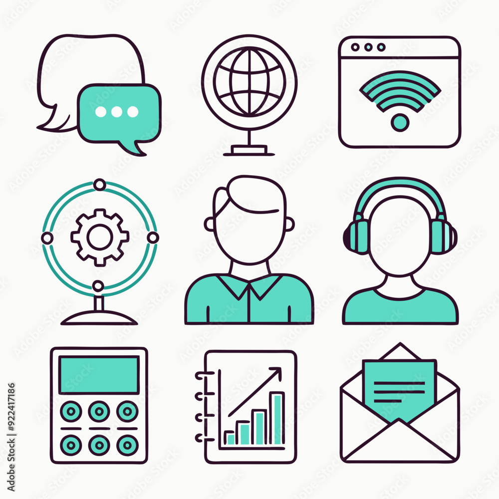 Communication and media icon silhouette isolated vector art illustration Communication and media icon silhouette isolated vector art illustration