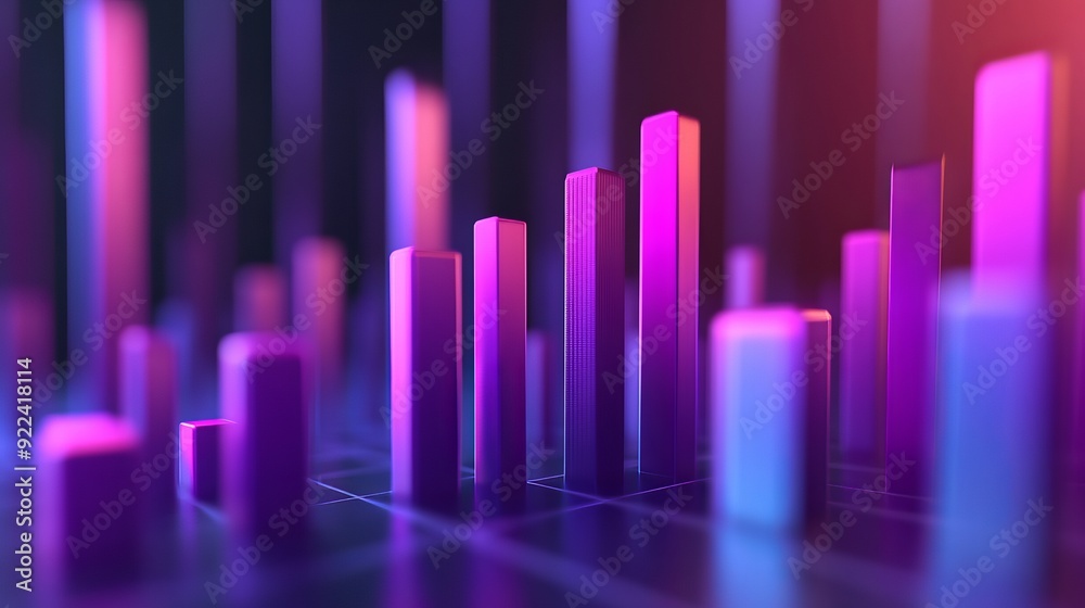 3d render, data visualization bar chart finance concept