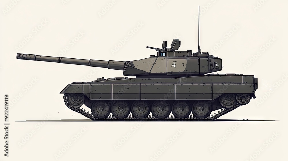 Fototapeta premium Side view of a powerful American military tank