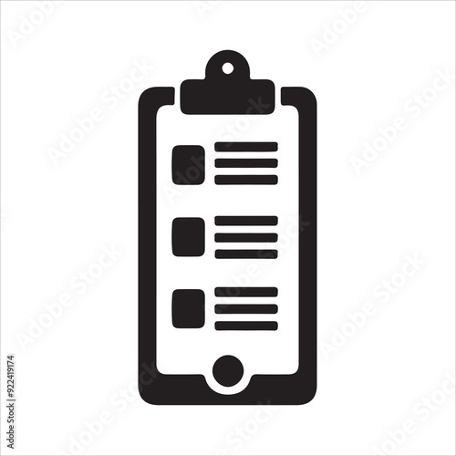 Chacklist icon Vector silhoutte illustration on a white background.  