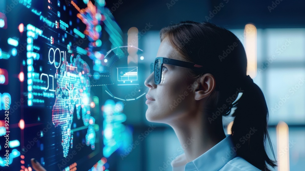 Data scientist visualizing complex data sets with machine learning tools, machine learning algorithms, data analysis Data scientist visualizing complex data sets with machine learning tools, machine learning algorithms, data analysis