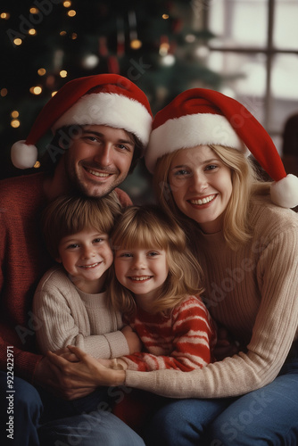 typical 1980s family posing for a Christmas photo merry christmas end of year parties holiday new year christmas celebration celebration christmas dinner with family