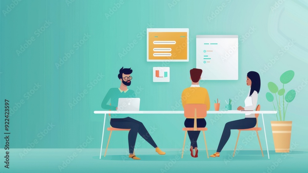 Digital collaboration, virtual whiteboard with team input, flat design illustration Digital collaboration, virtual whiteboard with team input, flat design illustration