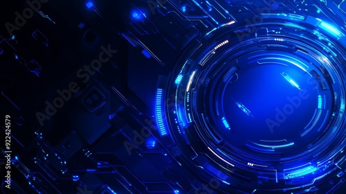 Digital abstract creative concept illustration with high speed glowing lines created by technology circular turntables