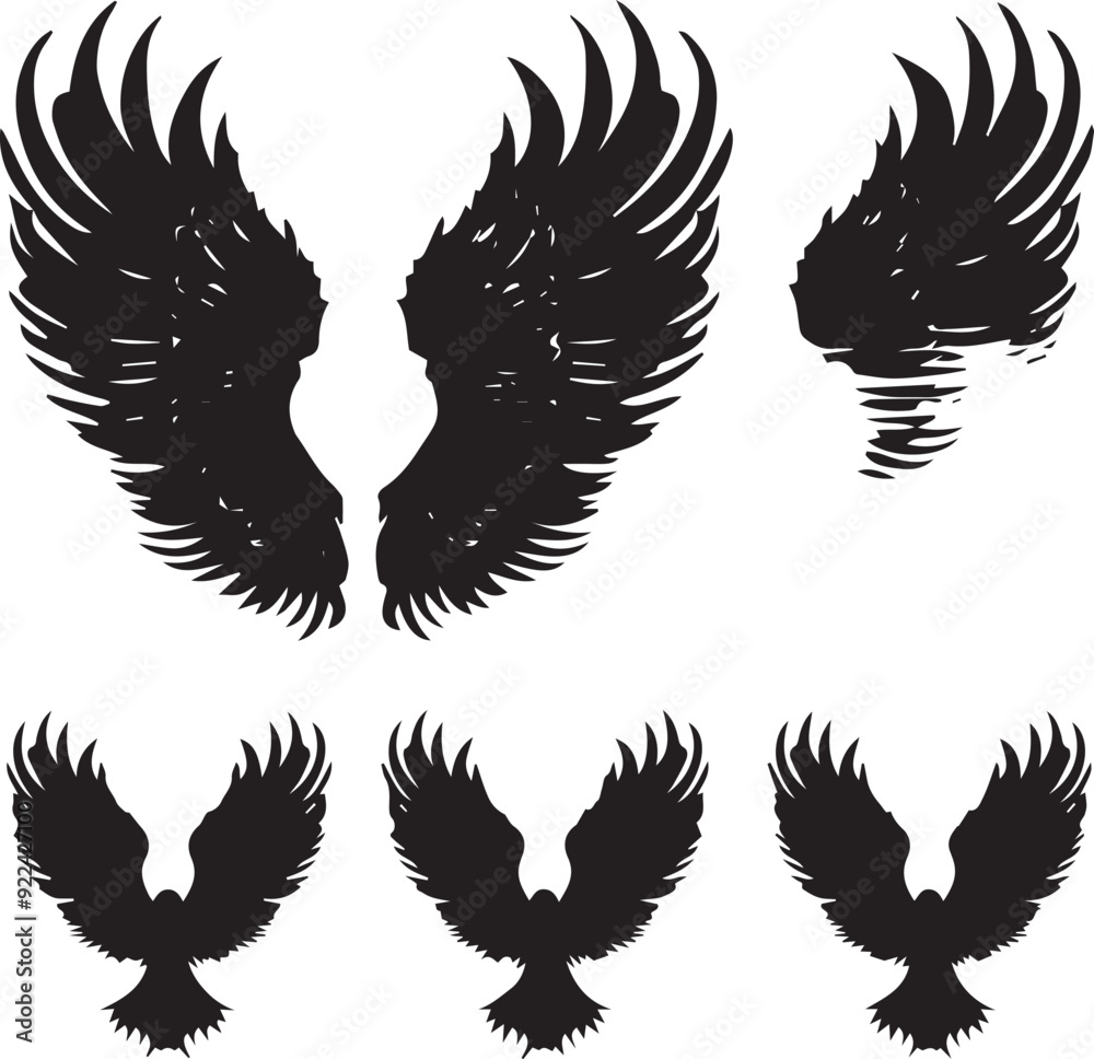 Obraz premium Eagle Elegant Silhouette Vector Illustrations