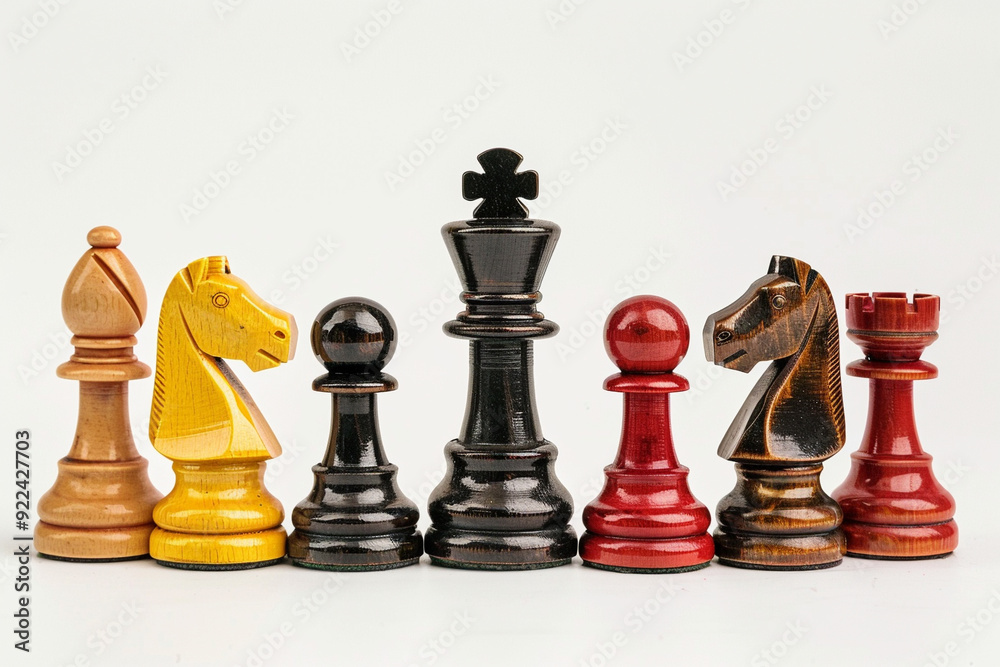 Chess Pieces on a White Background