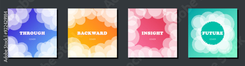 Simple patterns of frames and borders from round spots. Vector hand drawn art.