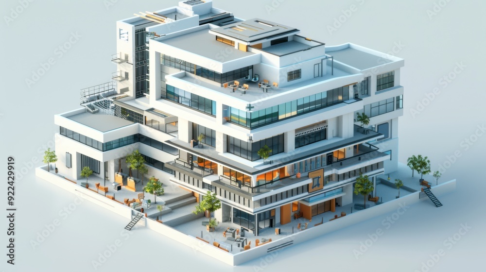 Intricately designed 3D model of a university-themed building with multiple floors, showcasing detailed school facilities and Avatar Star Shoe as the principal, Intricately designed 3D model of a university-themed building with multiple floors, showcasing detailed school facilities and Avatar Star Shoe as the principal,