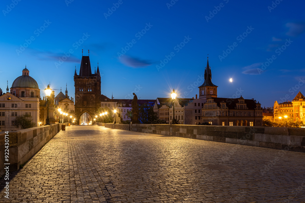 Naklejka premium Charles Bridge (Karlův most) in the night, Prague, Czech Republic