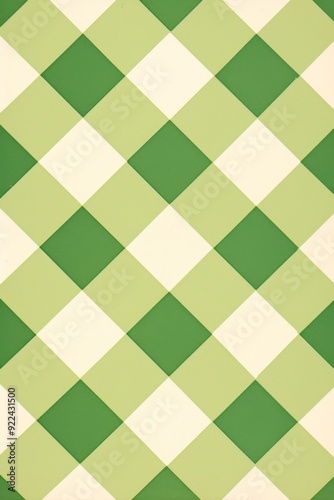 Wallpaper Mural Green and White Checkered Pattern with Optical Illusion on Cream-Colored Paper Background Torontodigital.ca