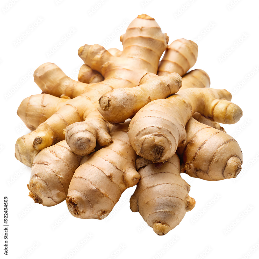 Fresh ginger roots isolated on white background. Ai generated Fresh ginger roots isolated on white background. Ai generated