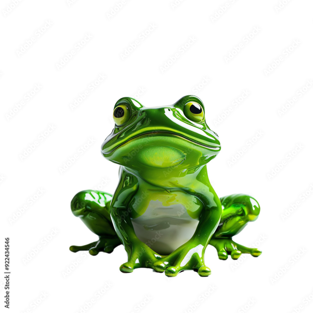 Obraz premium A playful, shiny green frog alone.