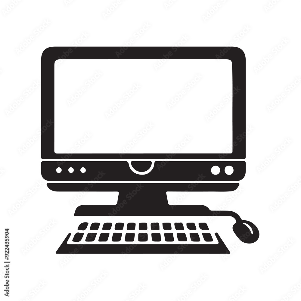 computer icon Vector silhoutte illustration on a white background. computer icon Vector silhoutte illustration on a white background.