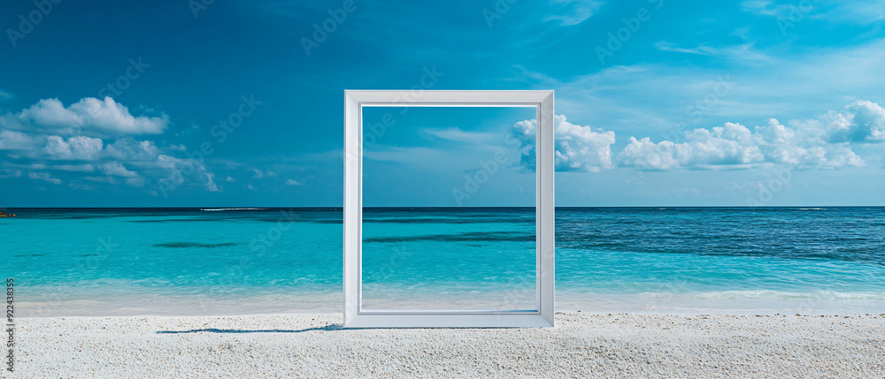 custom made wallpaper toronto digitalWhite frame on a serene beachside with turquoise water