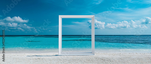 Wallpaper Mural White frame on a serene beachside with turquoise water Torontodigital.ca