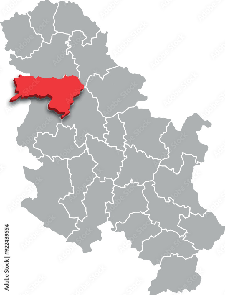 SREM district map ADMINISTRATIVE DIVISIONS of SERBIA 3d isometric map SREM district map ADMINISTRATIVE DIVISIONS of SERBIA 3d isometric map