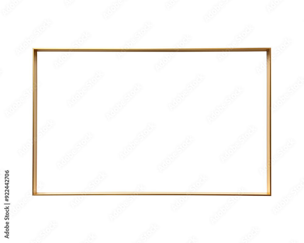 Minimalist gold rectangular frame, isolated on a white background, ideal for modern design projects or artwork display Minimalist gold rectangular frame, isolated on a white background, ideal for modern design projects or artwork display