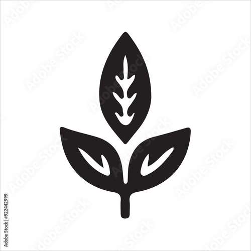 leaf Vector silhoutte illustration on a white background.  