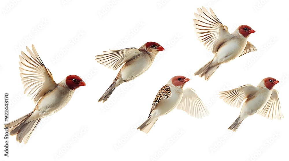 Obraz premium Majestic Birds Soaring in Perspective on White Background Sticker