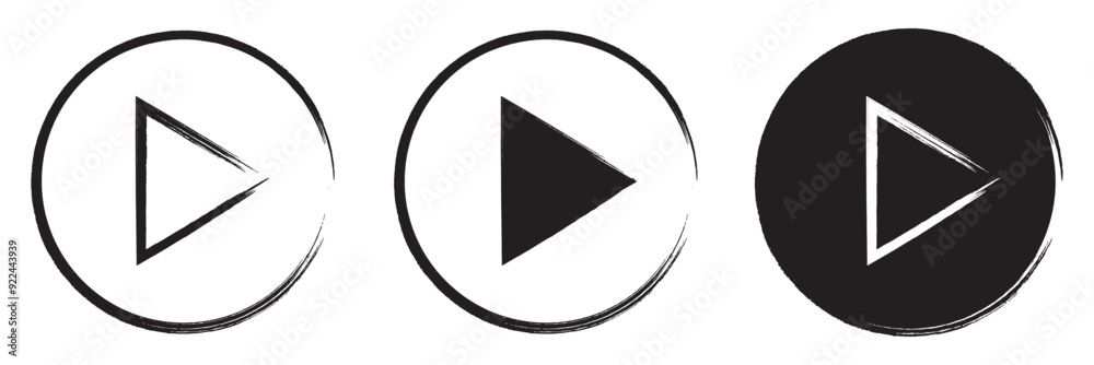 Play button icon set. Start audio or video action symbol. Vector illustration. Play button icon set. Start audio or video action symbol. Vector illustration.