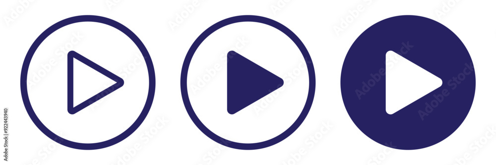 Play button icon set. Start audio or video action symbol. Vector illustration. Play button icon set. Start audio or video action symbol. Vector illustration.