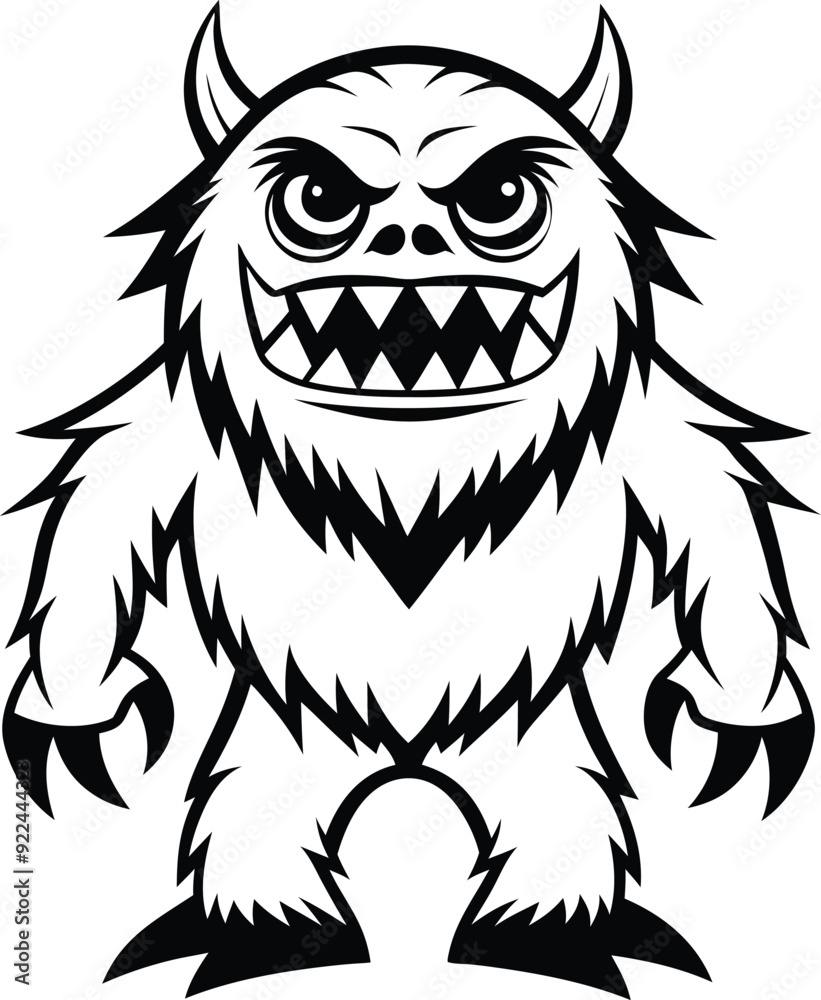 a cartoon of a monster illustration black and white a cartoon of a monster illustration black and white