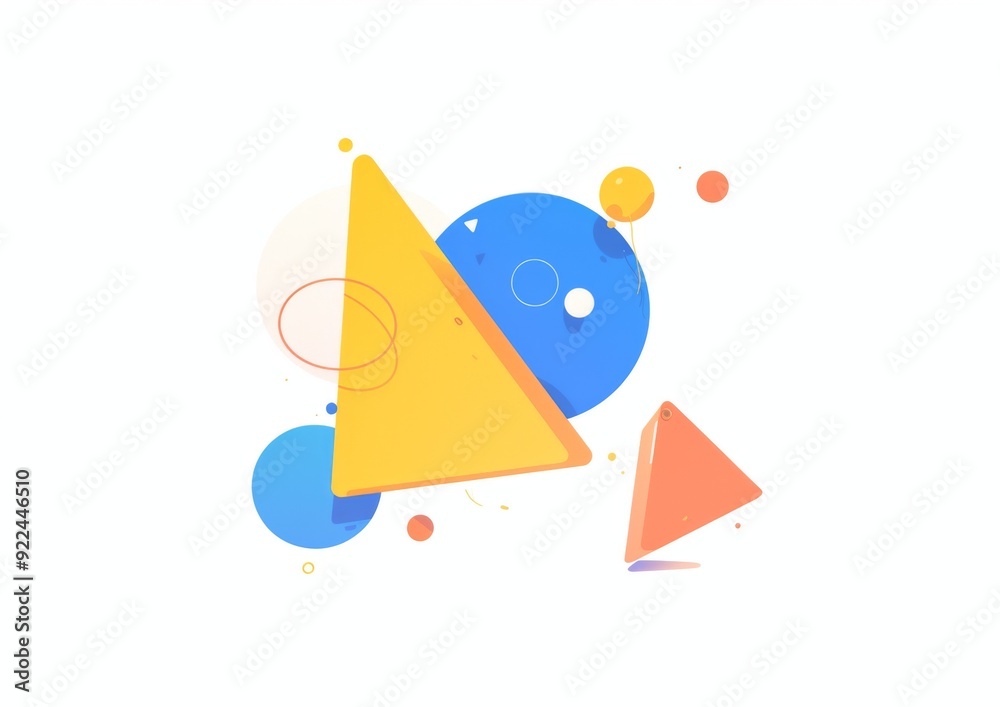Simple Geometric Shapes on a White Background with Blank space and Colorful Elements Simple Geometric Shapes on a White Background with Blank space and Colorful Elements