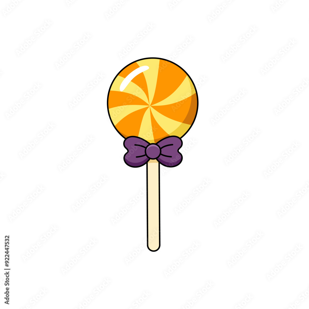 Lollipop with a bow. Sweets for the game trick or treat Illustration for the Halloween holiday Lollipop with a bow. Sweets for the game trick or treat Illustration for the Halloween holiday