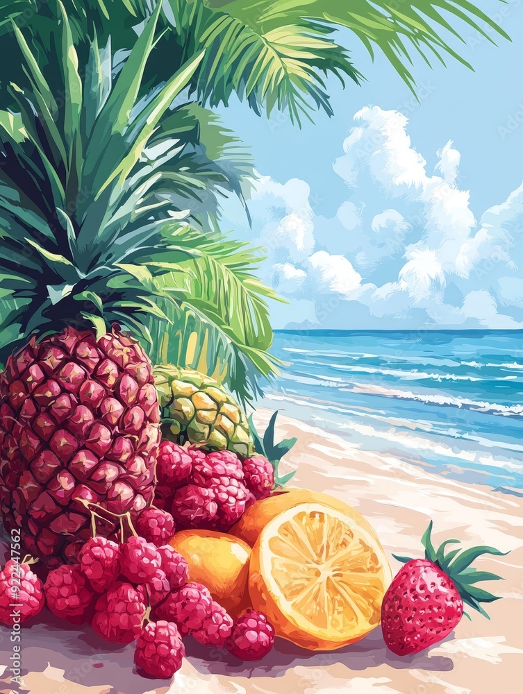 Tropical Fruit Paradise on a Sunny Beach Tropical Fruit Paradise on a Sunny Beach